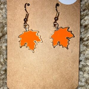Orange Leaf Earrings